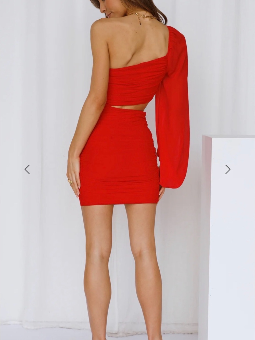 Hello Molly One-Shoulder Red Cutout Bodycon Dress - Picture 3 of 7